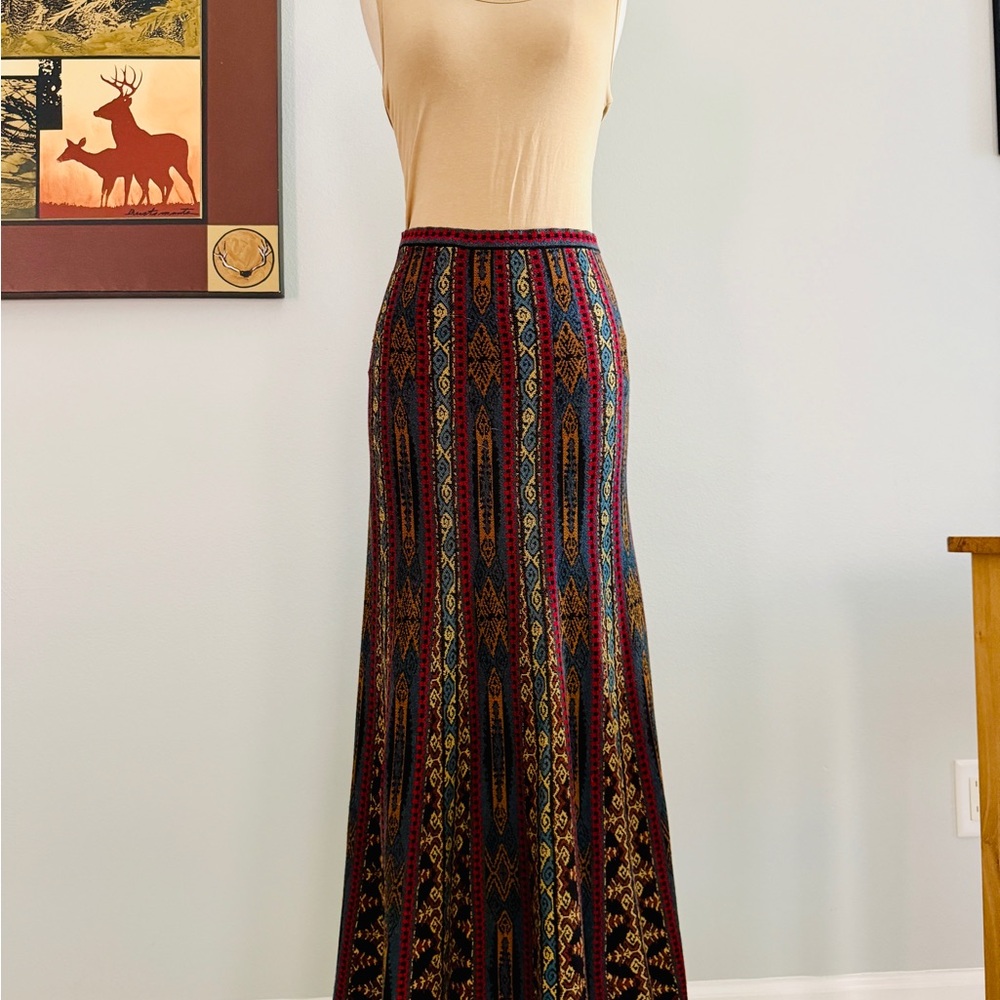 Peruvian Connection Ethnic-Pattern Maxi Skirt in Red, Blue, Gold - Picture 3 of 10